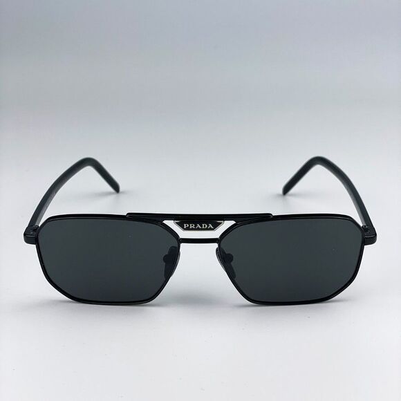Prada PR58YS 1AB5S0 Sunglasses Black Dark Grey Pilot Metal Unisex - Picture 8 of 13